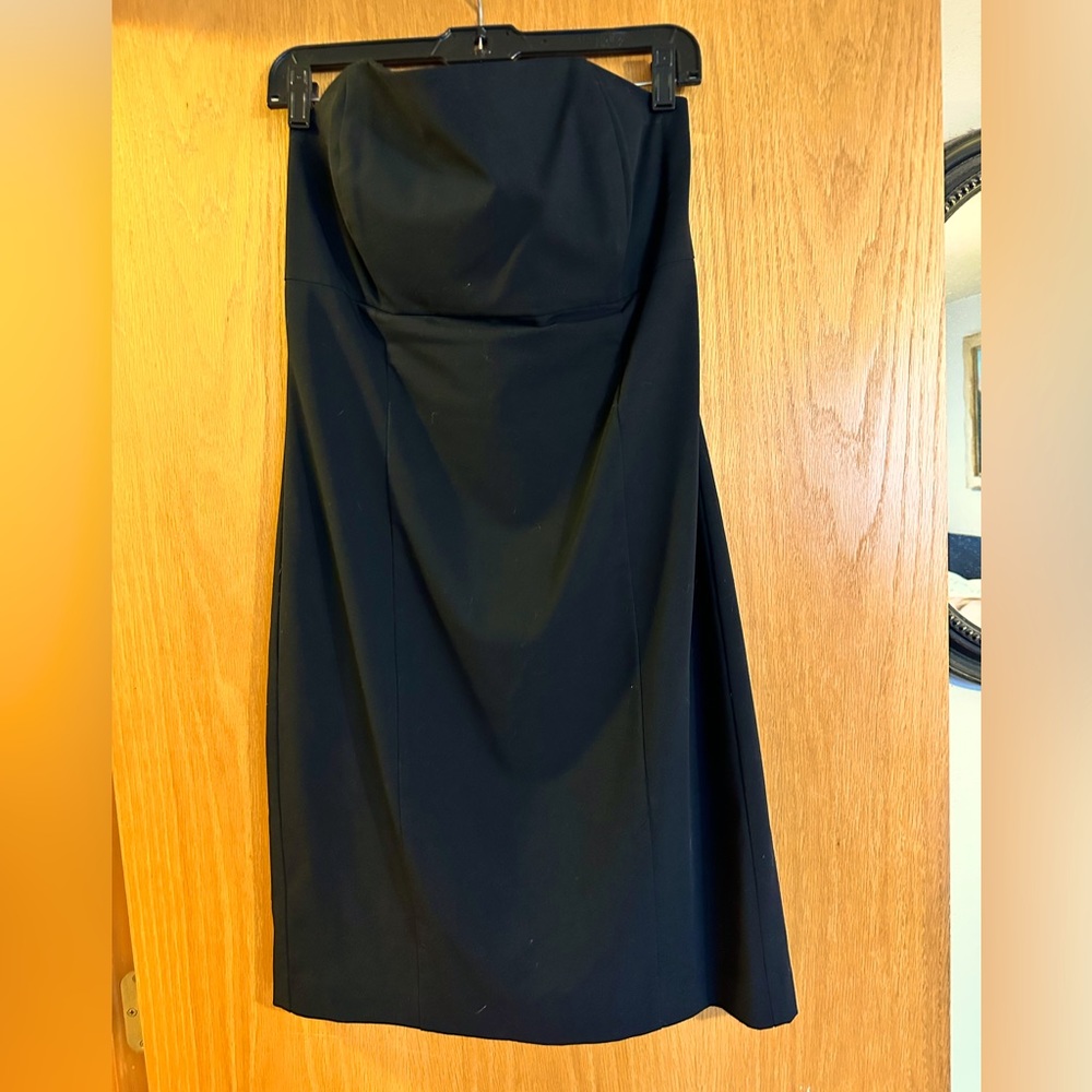 Strapless black mini dress